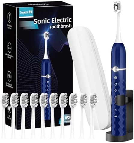 Dark blue sonic toothbrush with case