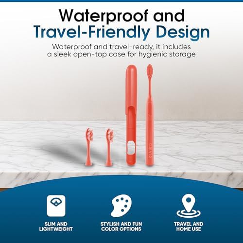 Orange waterproof ultrasonic toothbrush with soft bristles — photo 5