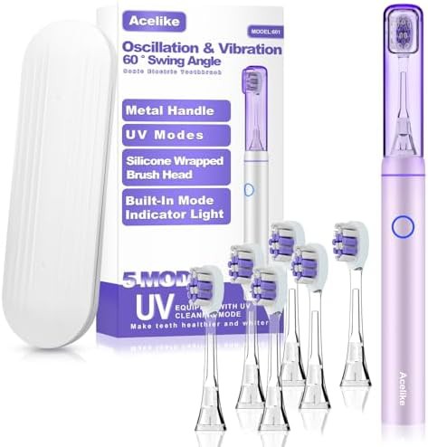 Rose metal sonic toothbrush with UV mode