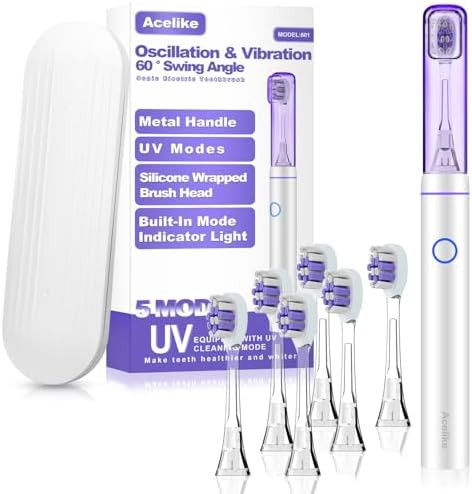 Silver metal oscillating toothbrush with travel case