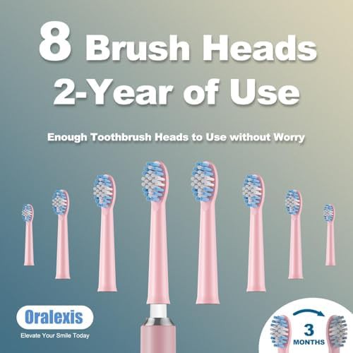 Rose sonic toothbrush with eight brush heads — photo 4