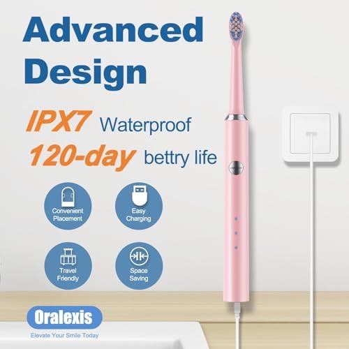 Rose sonic toothbrush with eight brush heads — photo 5