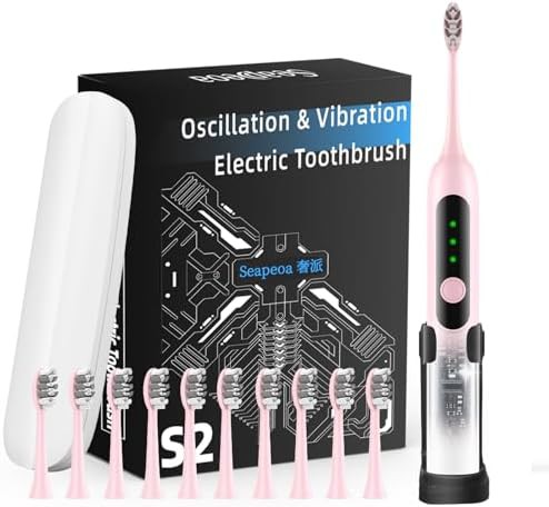 Pink sonic toothbrush with wall bracket