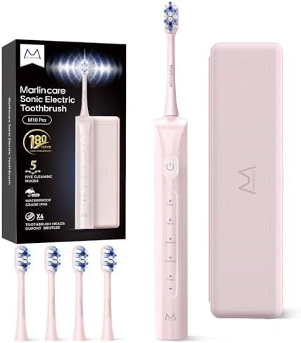 Pink rechargeable sonic toothbrush with timer