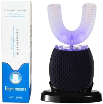Black rechargeable ultrasonic brush with soft bristles