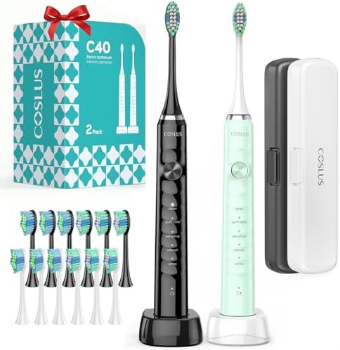 Black and green sonic toothbrush two pack