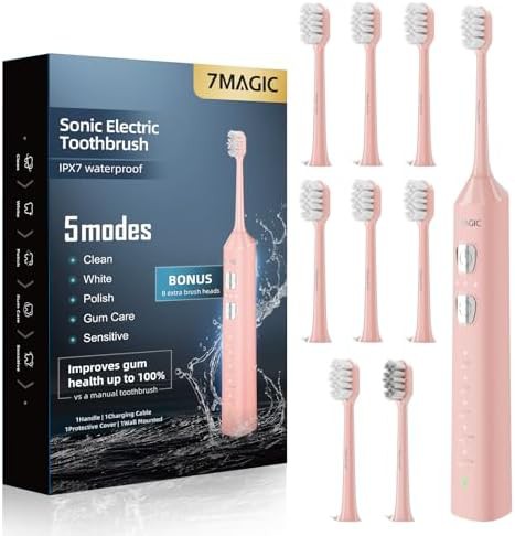 Sonic travel toothbrush in pink finish