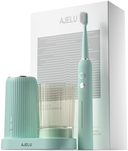 Mint green sonic toothbrush with drying station