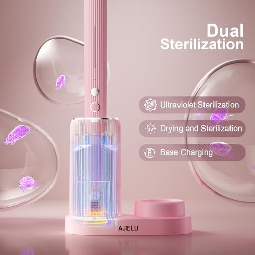 Soft pink sonic toothbrush with drying holder — photo 4