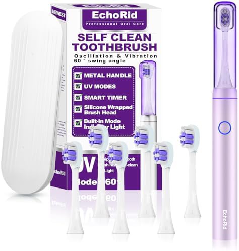 Rose metal sonic toothbrush with travel case