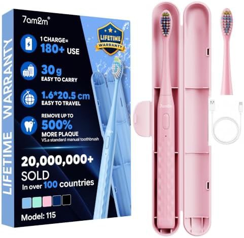 Pink travel sonic toothbrush with case