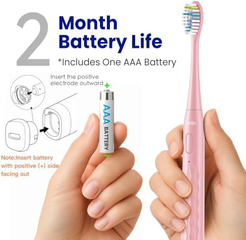 Pink battery powered travel sonic toothbrush — photo 4