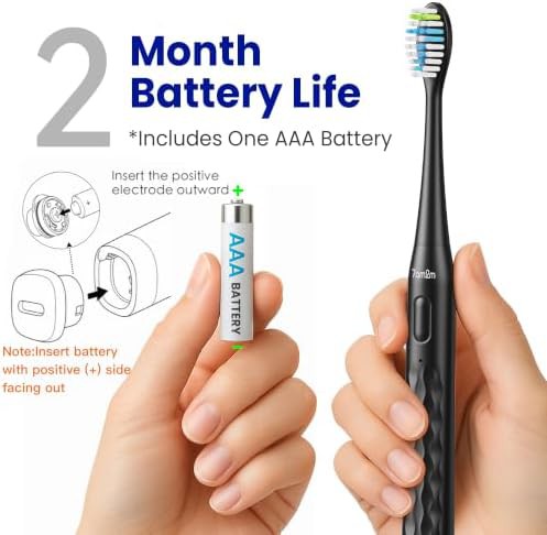 Black battery powered sonic travel toothbrush — photo 4