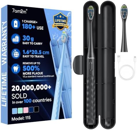 Black travel sonic toothbrush with case