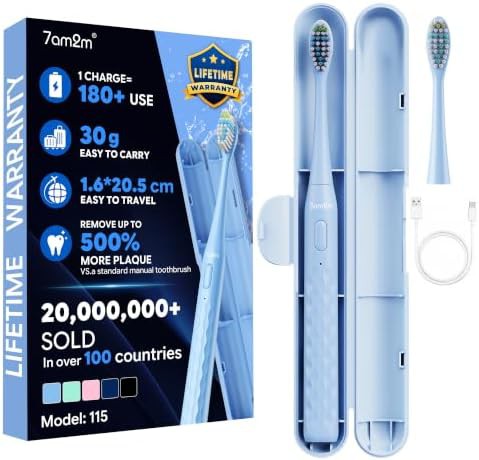 Blue travel sonic toothbrush with case