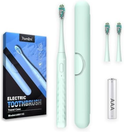 Green battery powered sonic travel brush