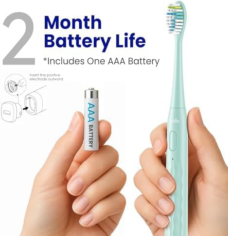 Green battery powered sonic travel brush — photo 4