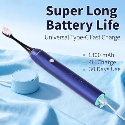 Blue sonic toothbrush with waterproof handle — photo 4