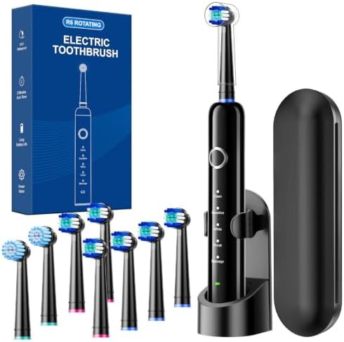 Rotating electric toothbrush with eight brush heads
