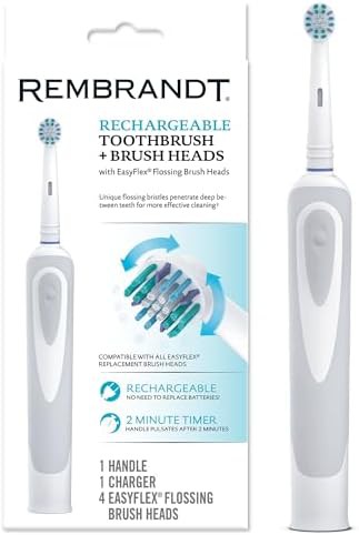 Rechargeable toothbrush with four brush heads