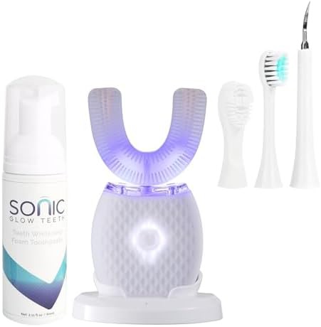 White ultrasonic automatic toothbrush with timer