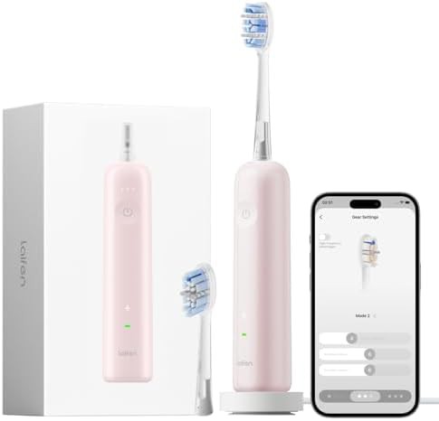 Pink ABS oscillating toothbrush with pressure sensor