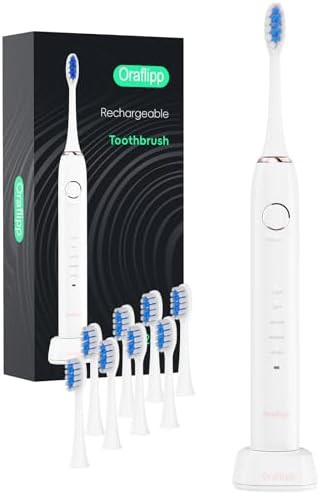 White sonic toothbrush with inductive charger