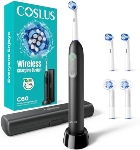 Black rotating rechargeable toothbrush for adults