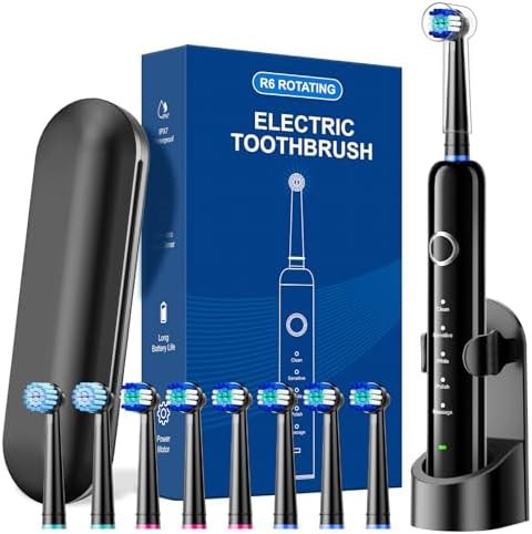 Black rotating brush for sensitive teeth