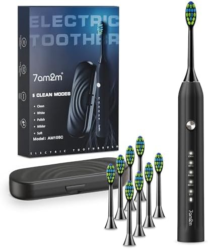 Black sonic toothbrush with smart timer and case