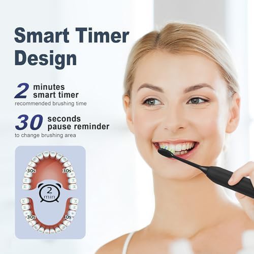Black sonic toothbrush with smart timer and case — photo 5