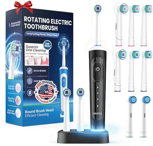 Rotating rechargeable power toothbrush for adults