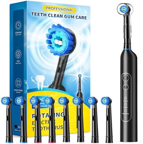 Black rotating electric toothbrush for adults
