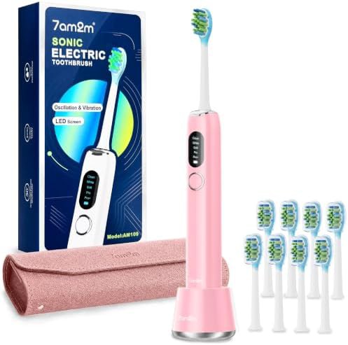 Pink LED screen sonic toothbrush for 365 days