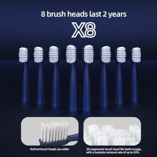 Black waterproof sonic toothbrush with eight heads — photo 3