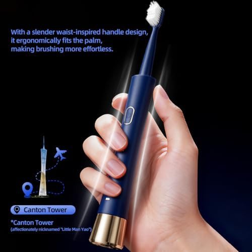 White waterproof sonic toothbrush with eight heads — photo 4