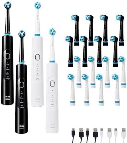 Rotating waterproof four pack toothbrushes