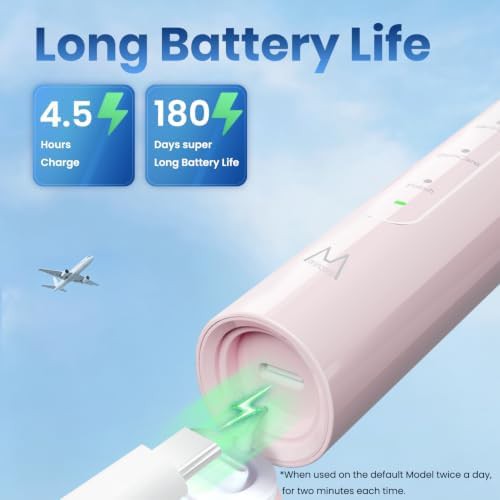 Pink sonic toothbrush with long battery life — photo 4