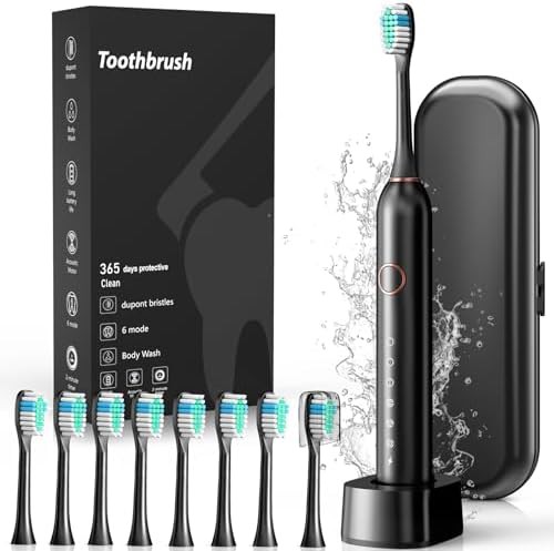 Adult electric toothbrush with black handle