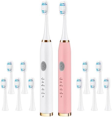White and pink sonic toothbrush two pack