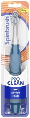 Dual action battery powered toothbrush